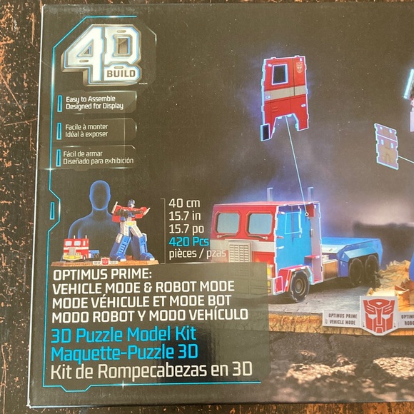 Transformers Optimus Prime 3D Model Puzzle Kit LED Lights 420 Piece New! NIB - Picture 2 of 7